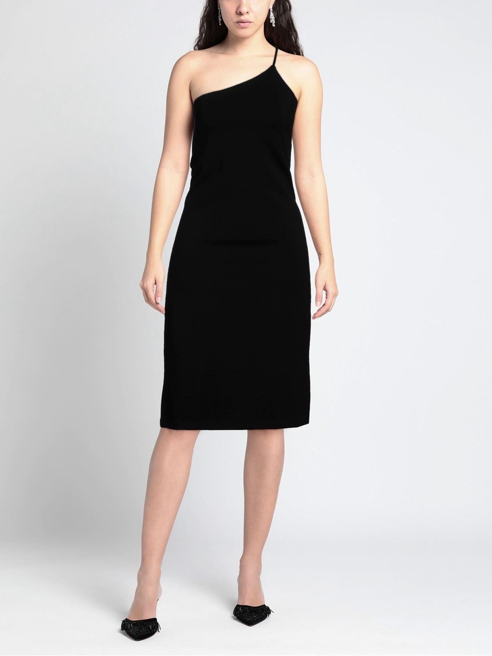 rag &bone One-Shoulder Black Midi Dress